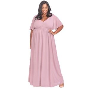 Show Me Your Mumu Emily Empire Maxi Dress Antique Rose Chiffon Flutter Sleeve